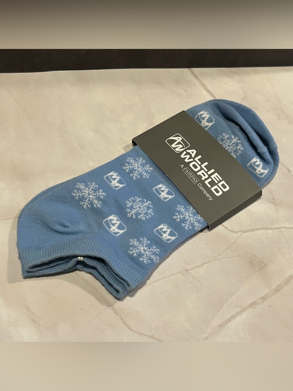 Allied World Women's Light Blue Snowflake No-Show Socks